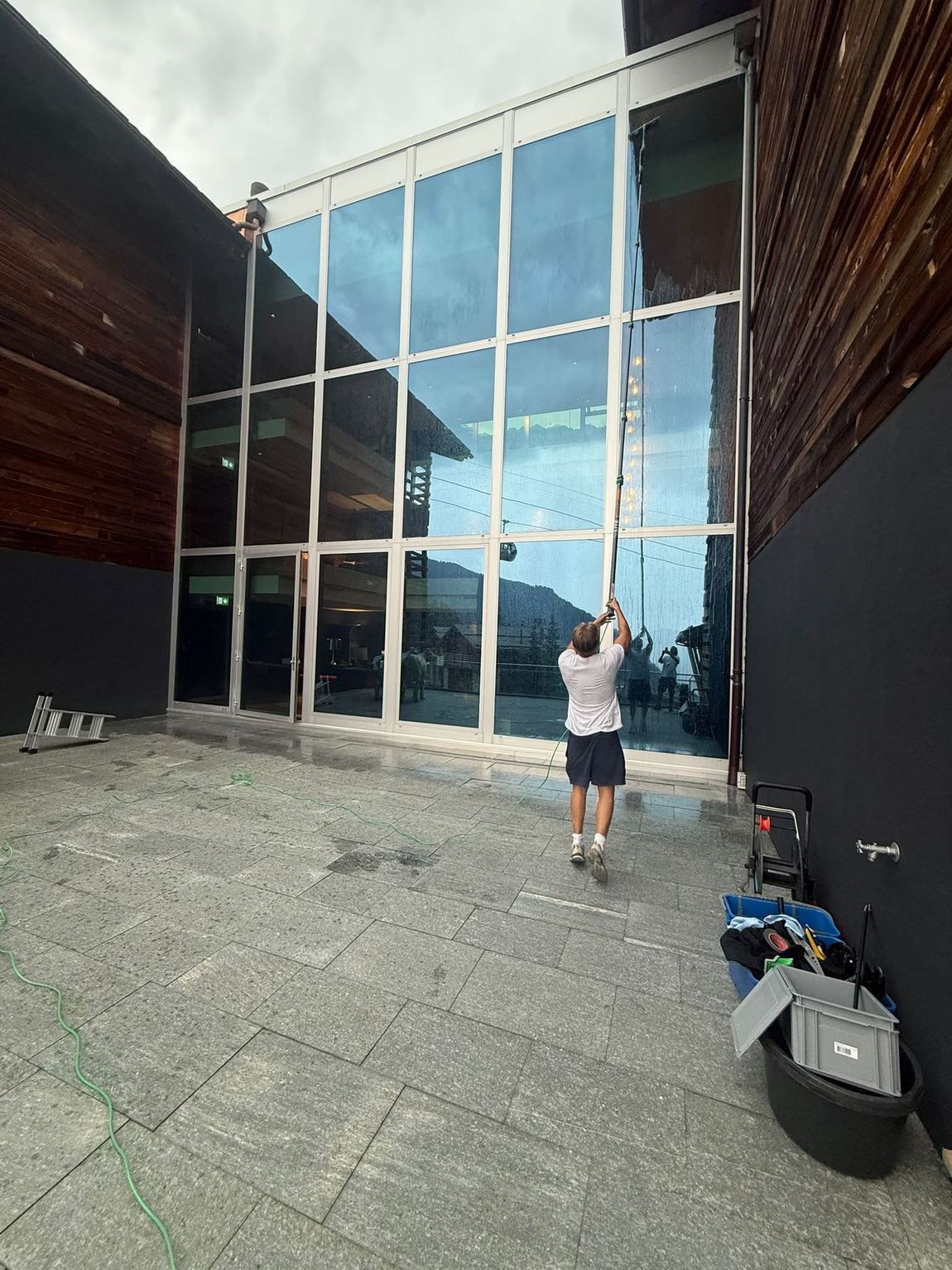 The same glazed elevation after cleaning.